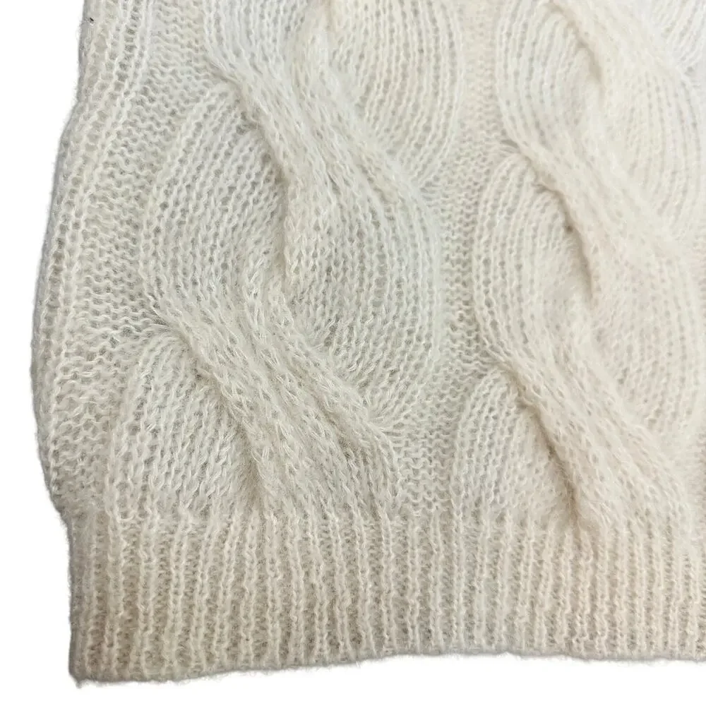 Greta Boldini Eclaire Ivory Mohair Merino Wool Balloon Sleeve Sweater XS Italy